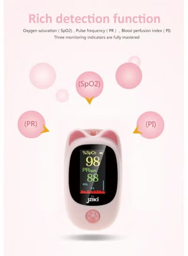 JZIKI Children's Pulse Oximeter - Fingertip Blood Oxygen Monitor,Pink - Image 3